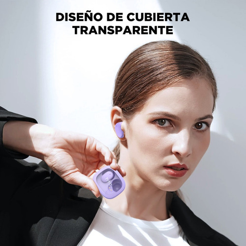 Audífonos gamer inalámbricos HTC True Wireless Earbuds 9+ BDA9 violeta con luz LED