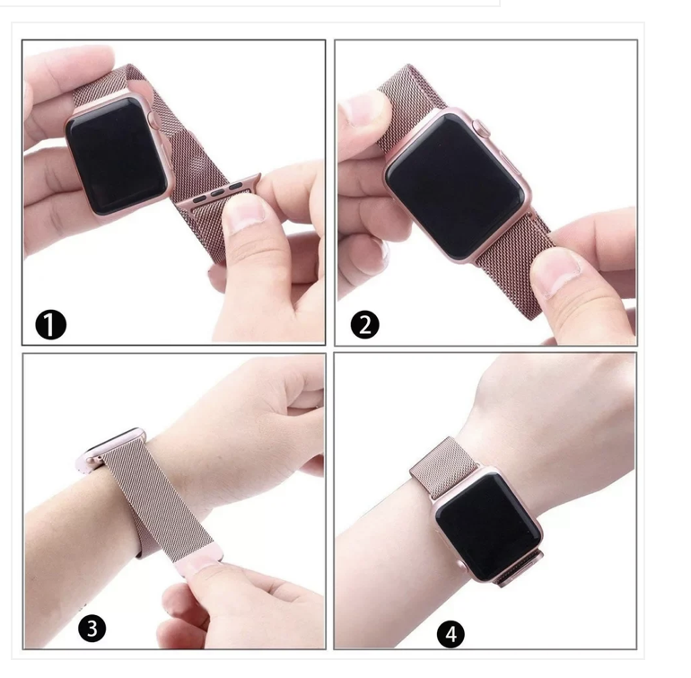 Correa Metálica Compatible con Apple Watch 42mm Color Golden Rose.