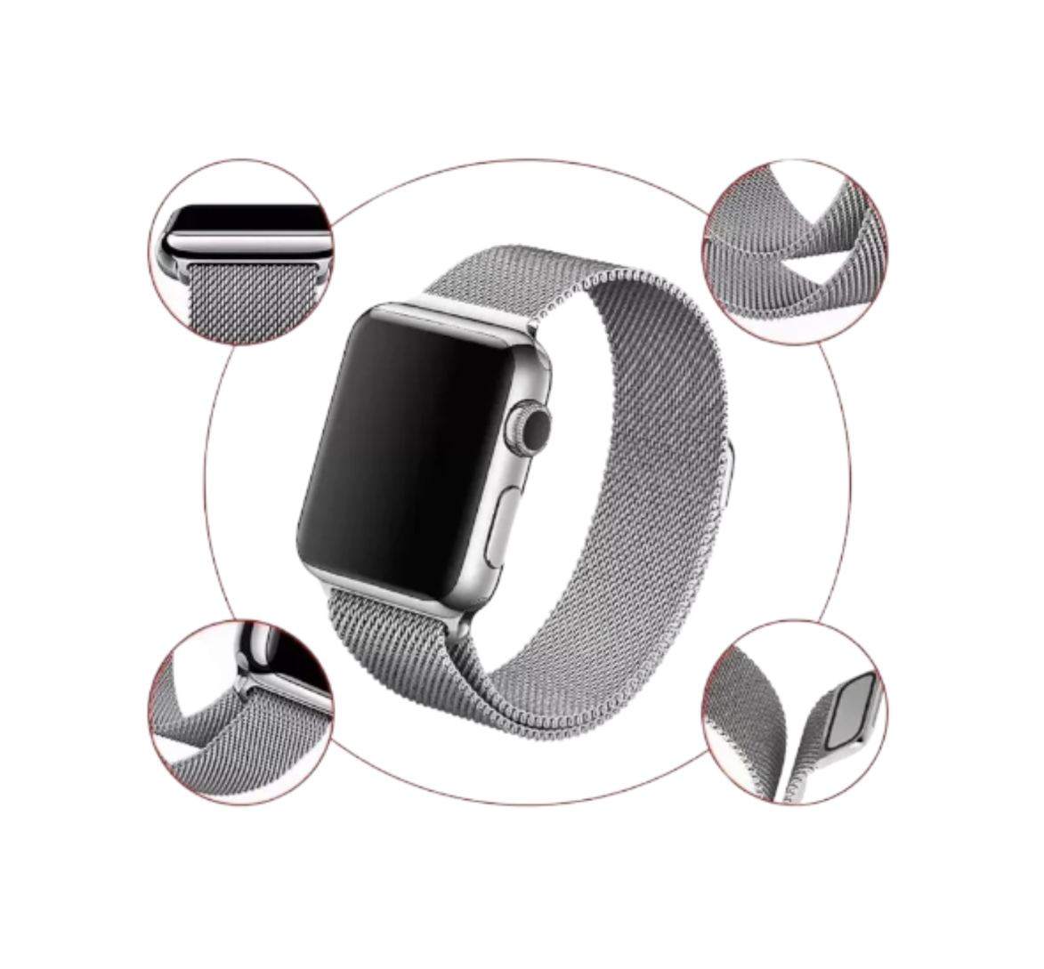 Correa Metálica Compatible con Apple Watch 42mm Color Plata.
