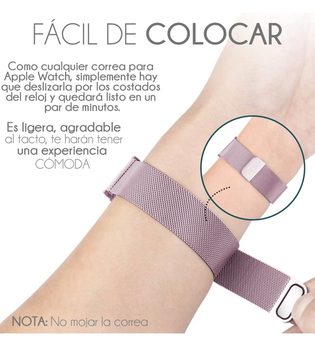 Correa Metálica Compatible con Apple Watch 42mm Color Plata.