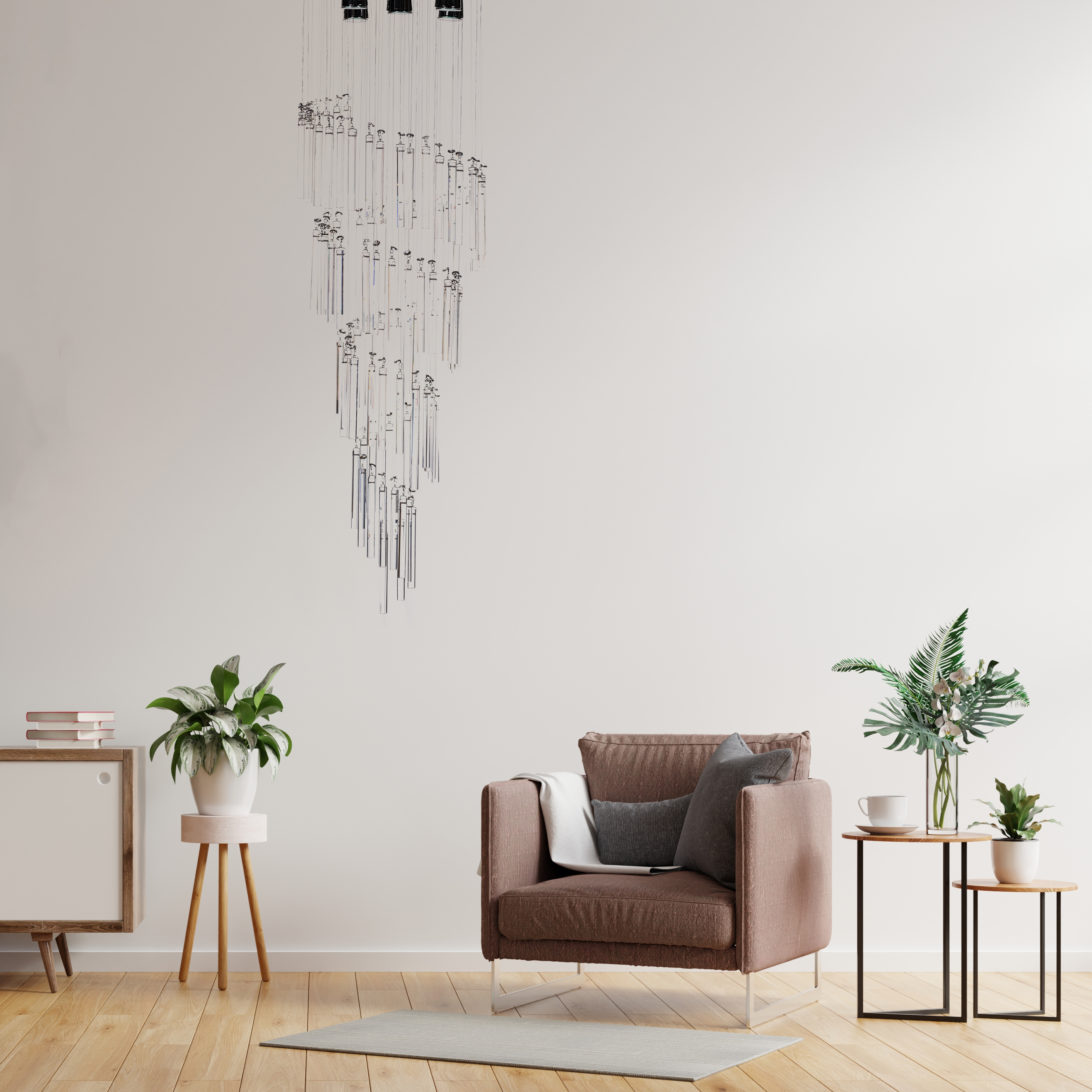 Candil Colgante Williams Krystal Cascada-bastón De 5 Luces.