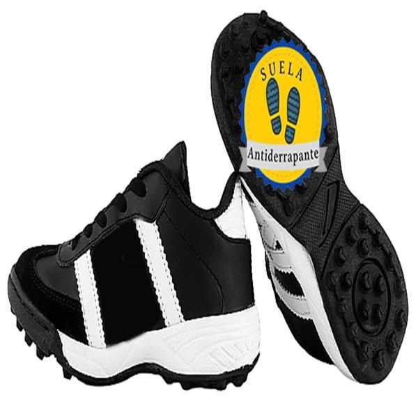 Tenis Fútbol Rápido 100% Piel Cosidos Multitacos Futsala Cómodos 212 Negro