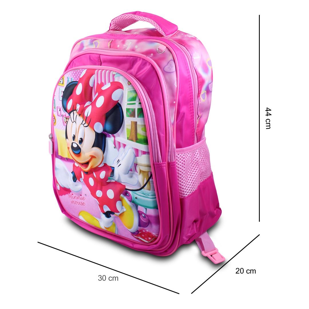 Kit Escolar Minnie Mochila Rosa Con Luces Led Lonchera Y Lapicera .
