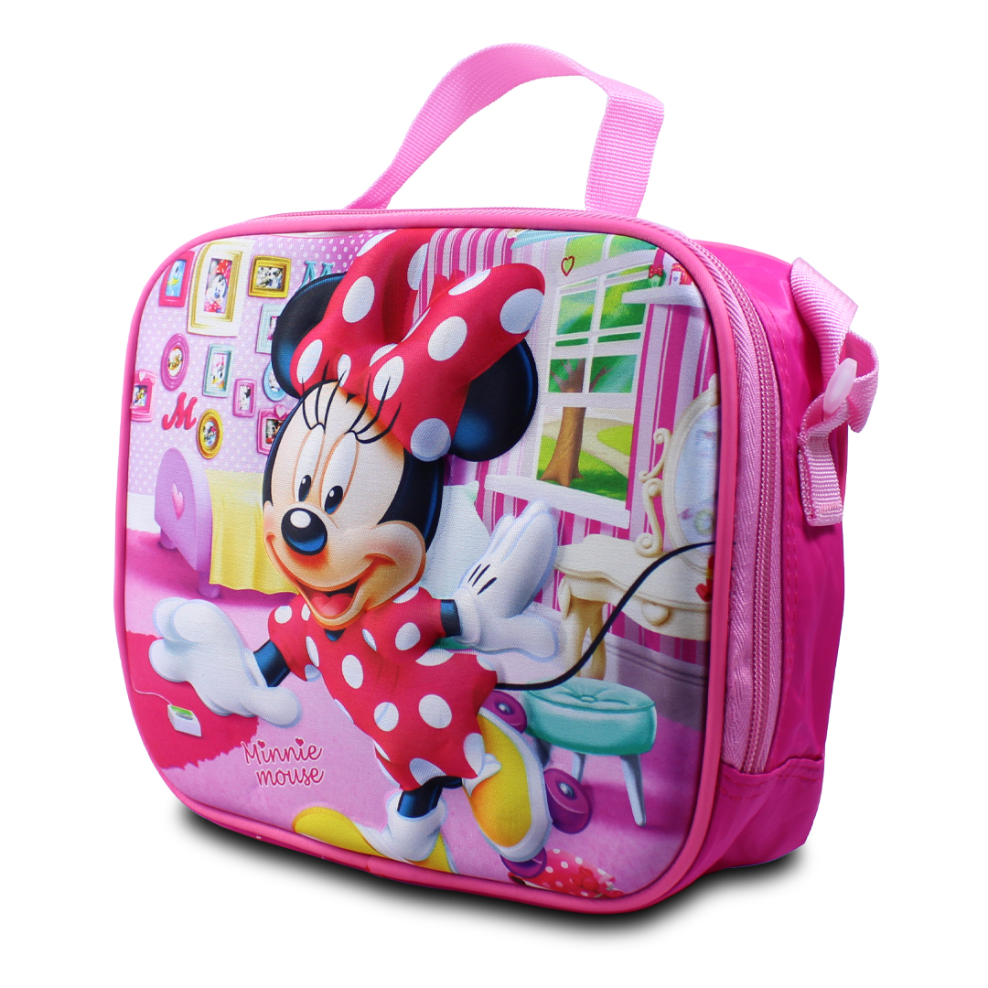 Kit Escolar Minnie Mochila Rosa Con Luces Led Lonchera Y Lapicera .