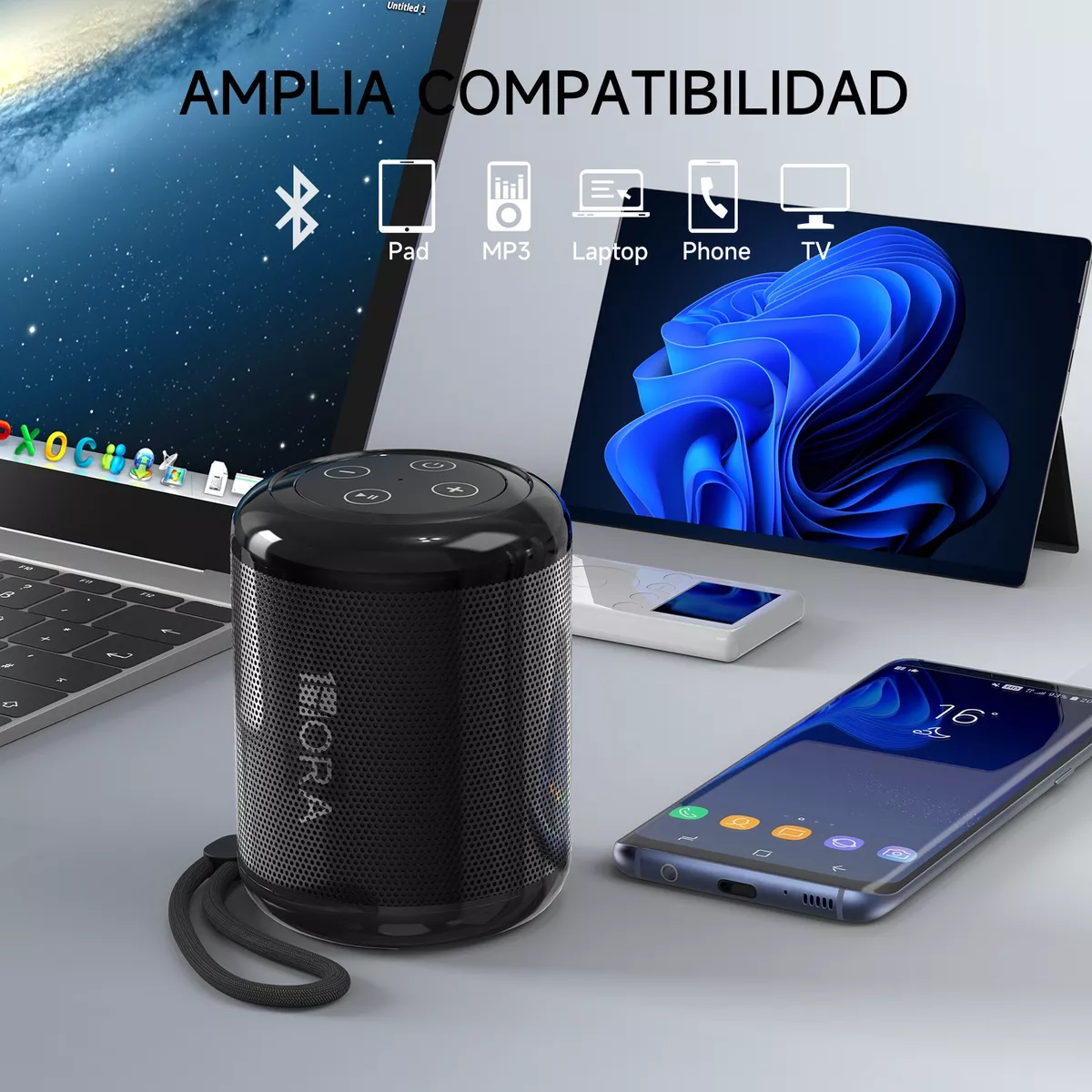 Mini Bocina Portátil Bluetooth Inalámbrica Altavoz 1hora negro