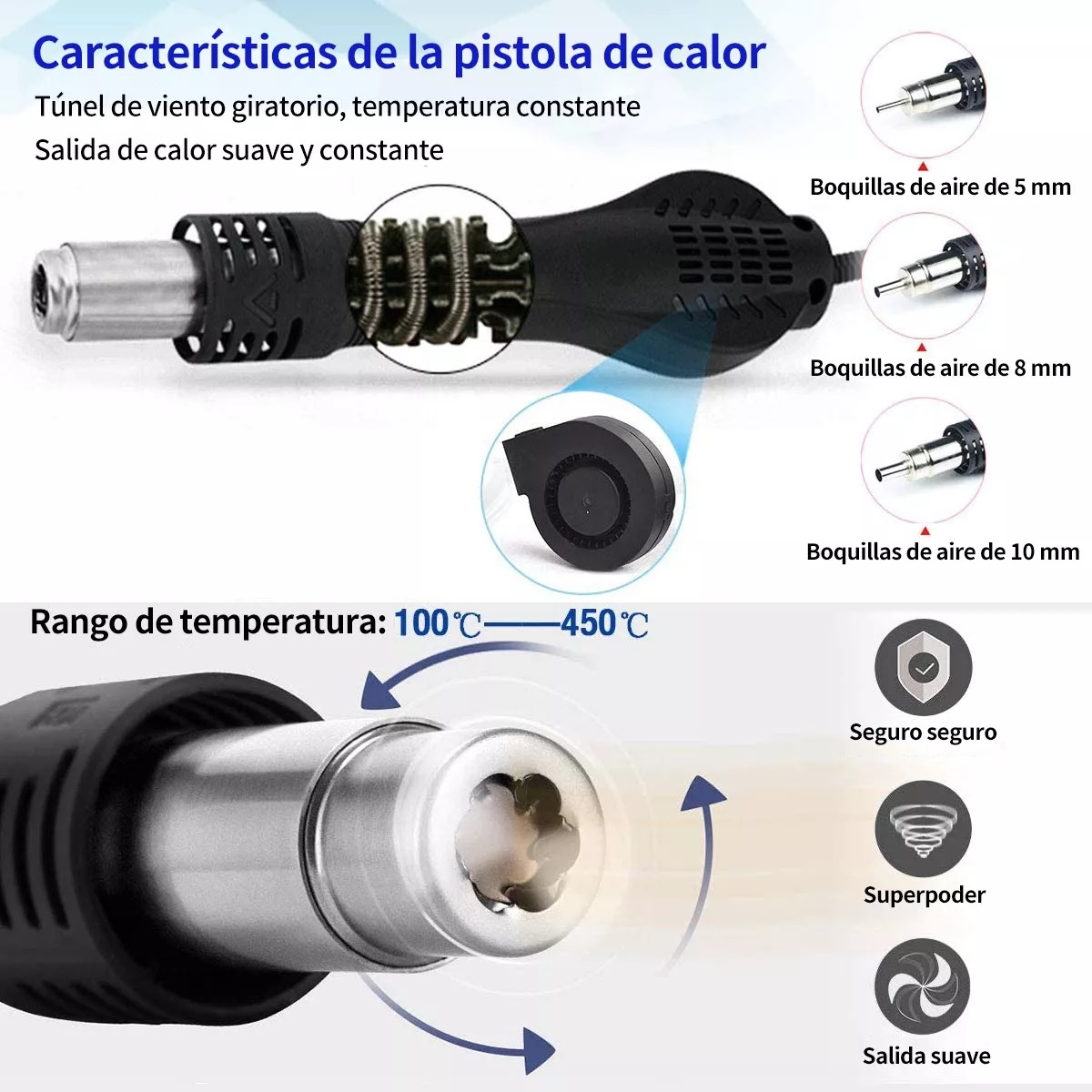 Estación De Soldadura 127v 2 En 1, Pistola De Aire Y Cautín