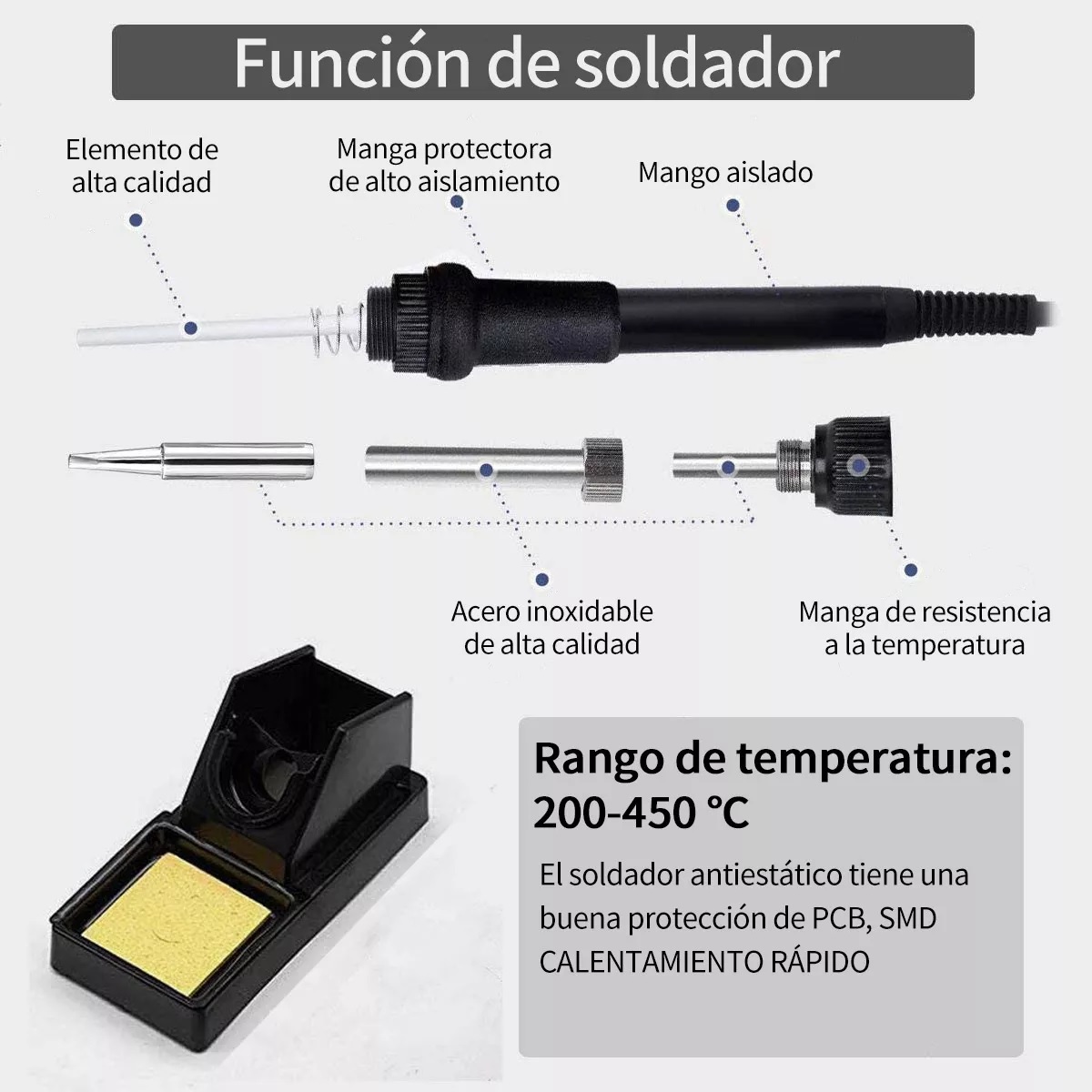 Estación De Soldadura 127v 2 En 1, Pistola De Aire Y Cautín