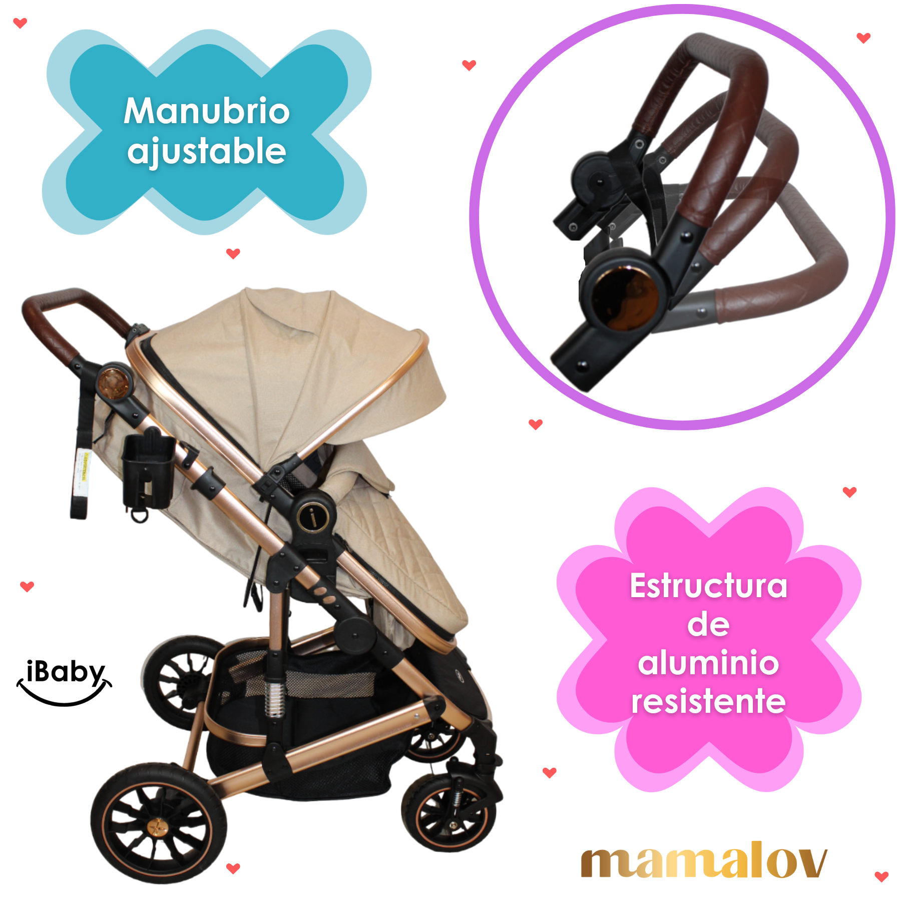 Carriola 4 En 1 Reversible Murano Portabebé - Beige - Ibaby