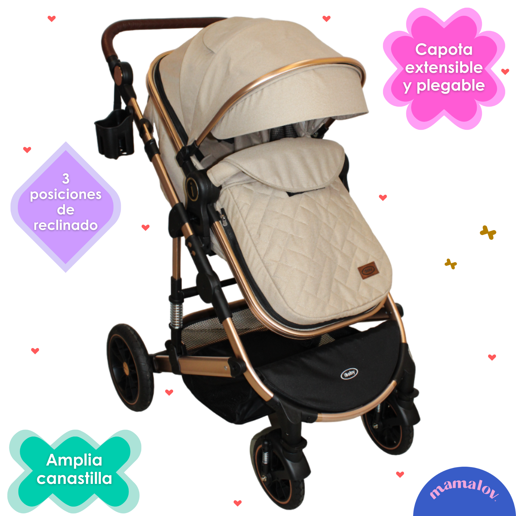 Carriola 4 En 1 Reversible Murano Portabebé - Beige - Ibaby