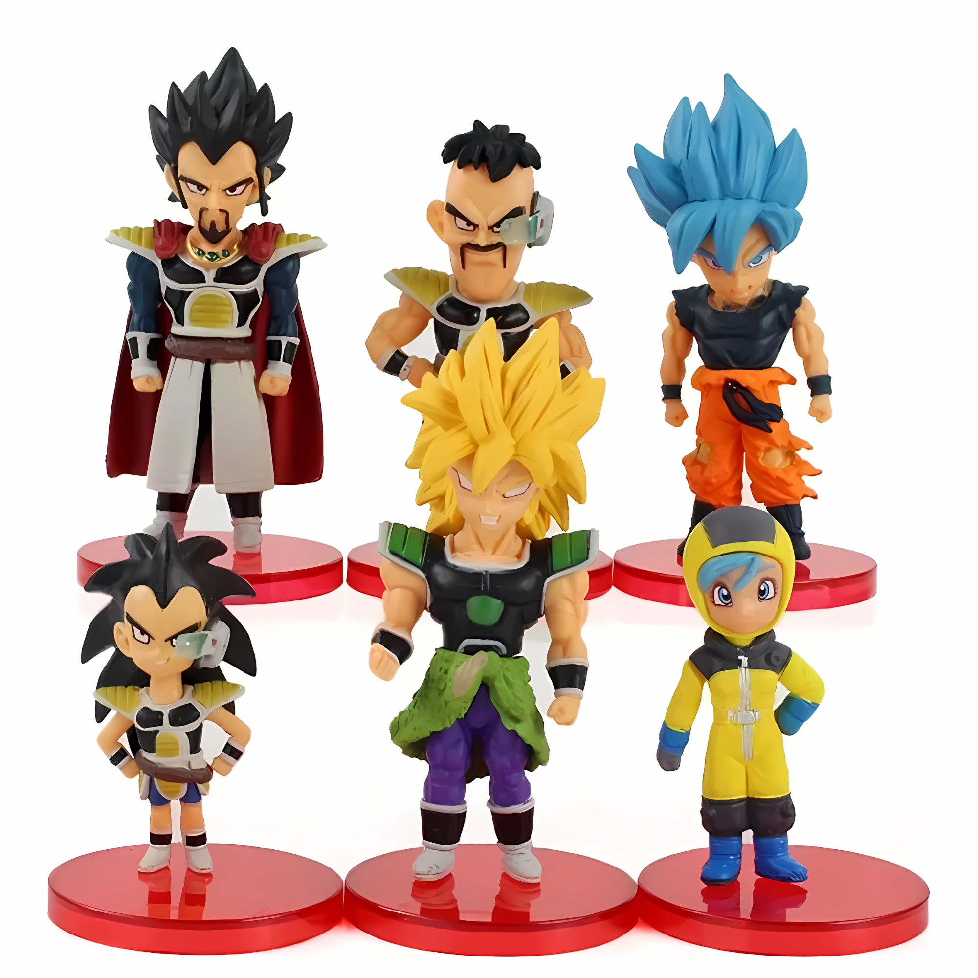 Set 6 Figuras Mini Dragon Ball Z Broly Goku Rey Vegeta Bulma Muñecos coleccionables, Figuras Chibi Anime
