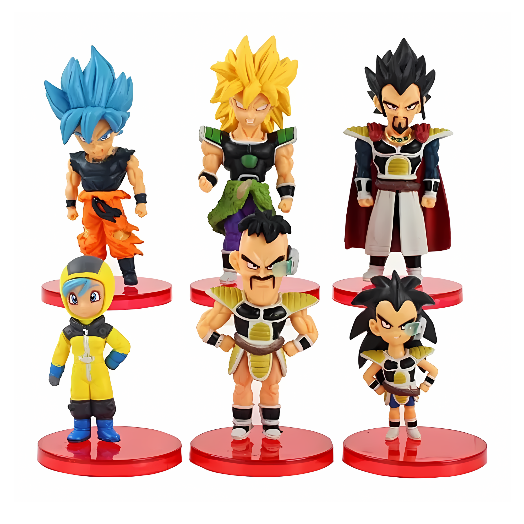 Set 6 Figuras Mini Dragon Ball Z Broly Goku Rey Vegeta Bulma Muñecos coleccionables, Figuras Chibi Anime