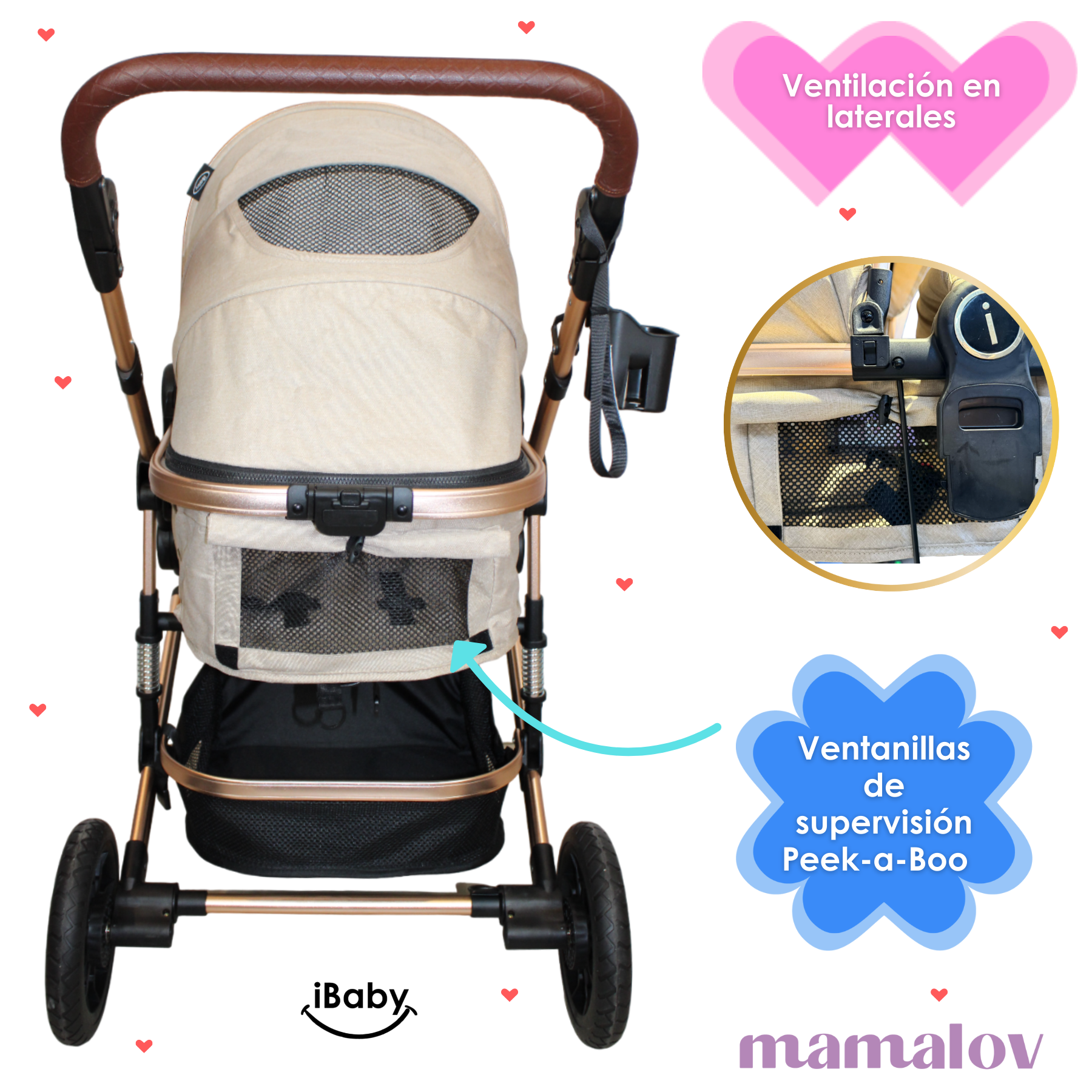 Carriola 4 En 1 Reversible Murano Portabebé - Beige - Ibaby