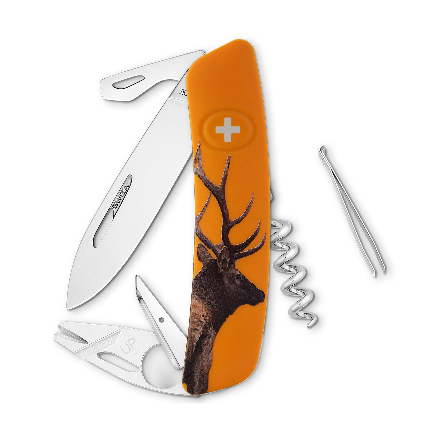 Navaja SWIZA KNB.0070.W003 WILD LIFE TT03 BULL ELK 11 Funciones, Naranja.