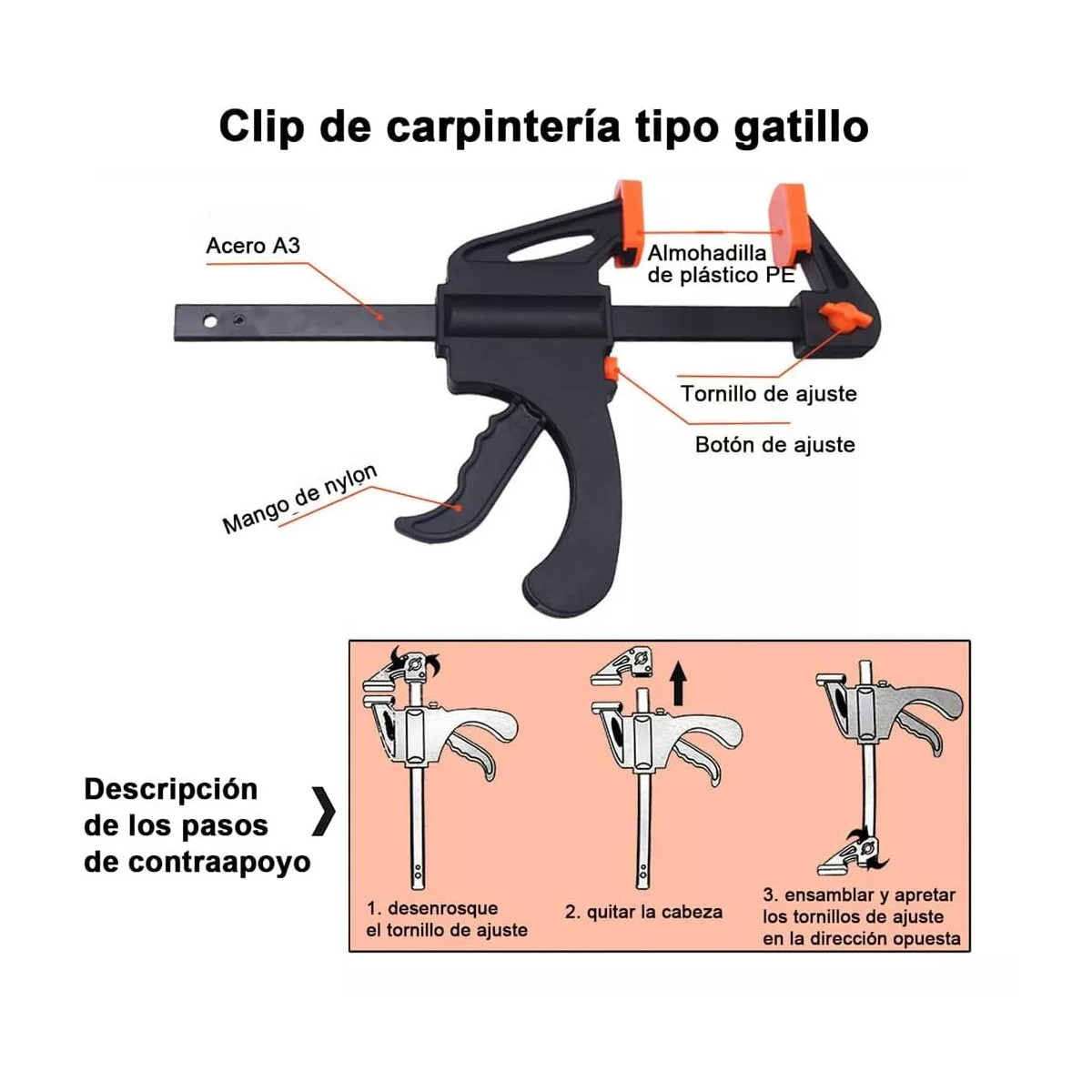 Kit 6in Pinzas De Presion Para Carpintería 6 Piezas
