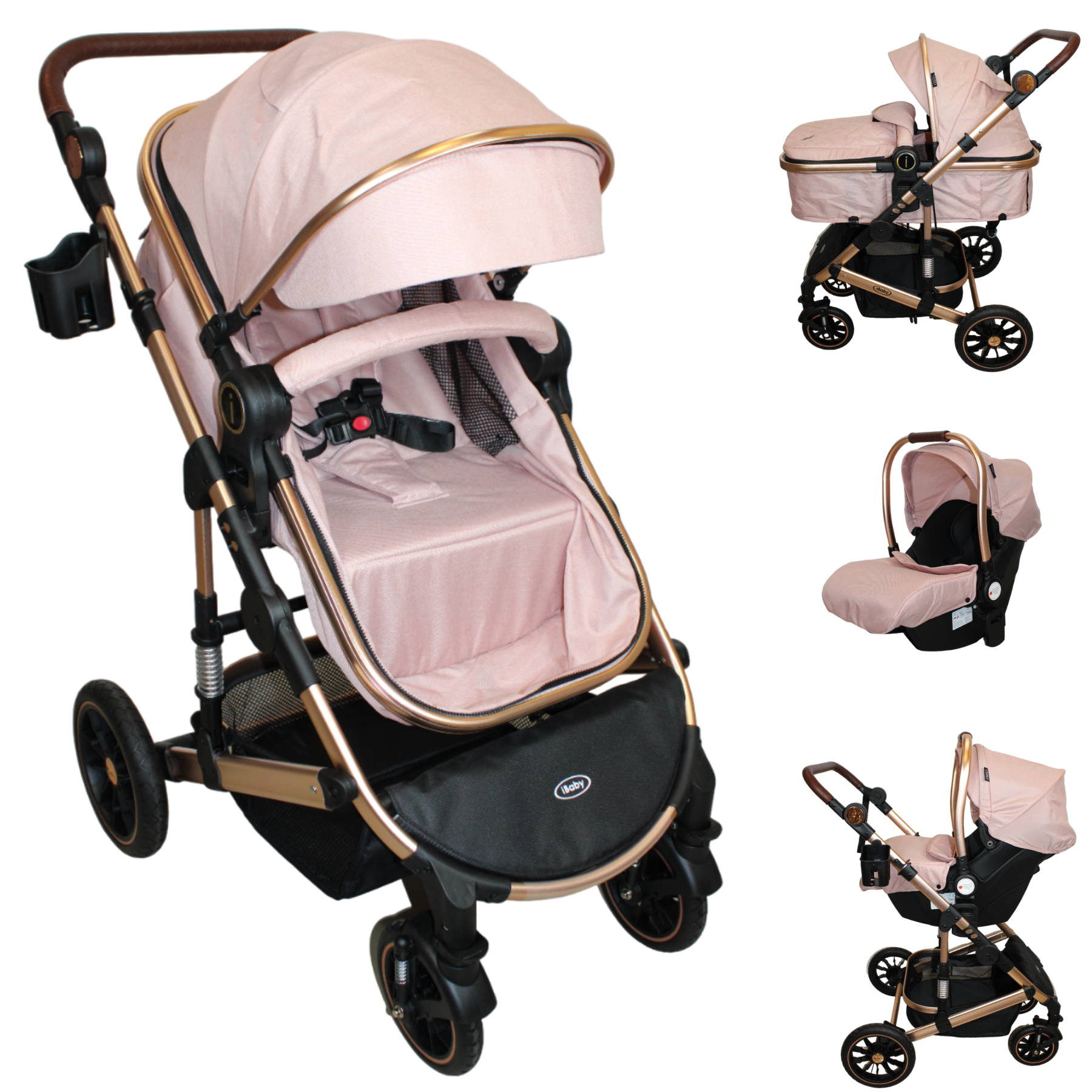 Carriola 4 En 1 Reversible Murano Portabebé - Rosa - Ibaby