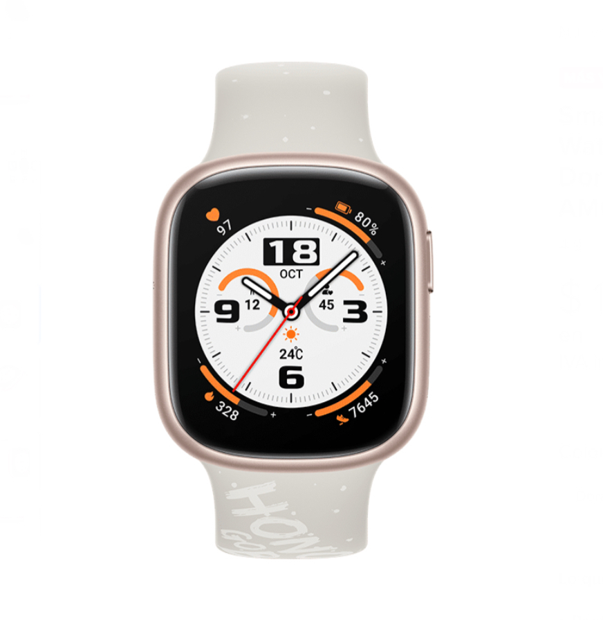 Smartwatch Honor Watch Watch4 1.75 caja negra, malla de silicona Dorado.