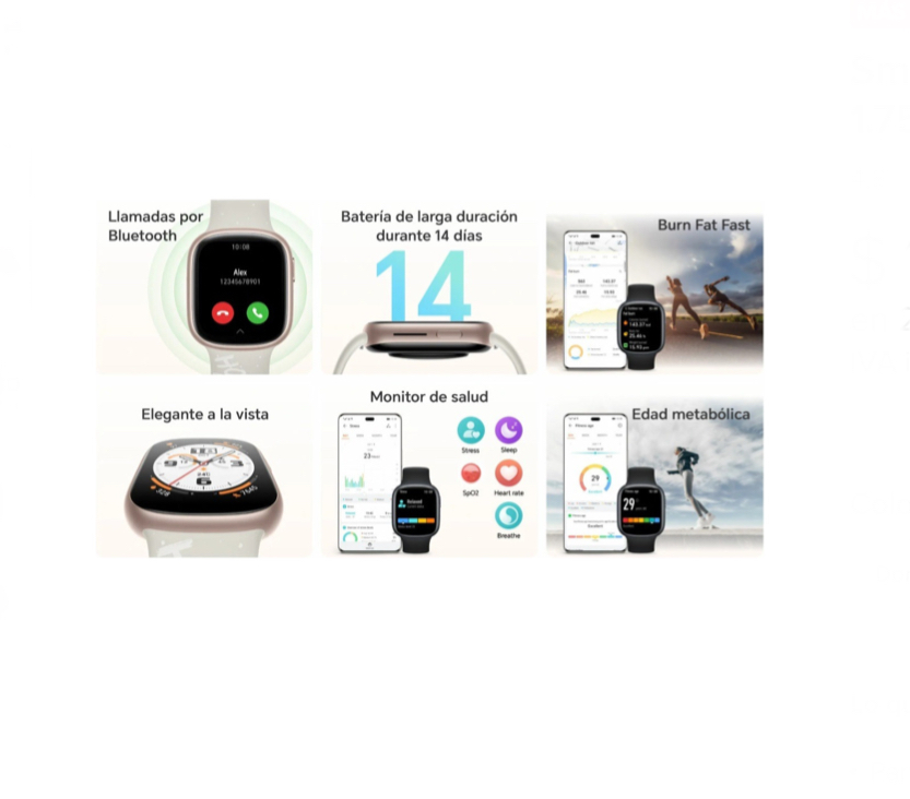 Smartwatch Honor Watch Watch4 1.75 caja negra, malla de silicona Dorado.