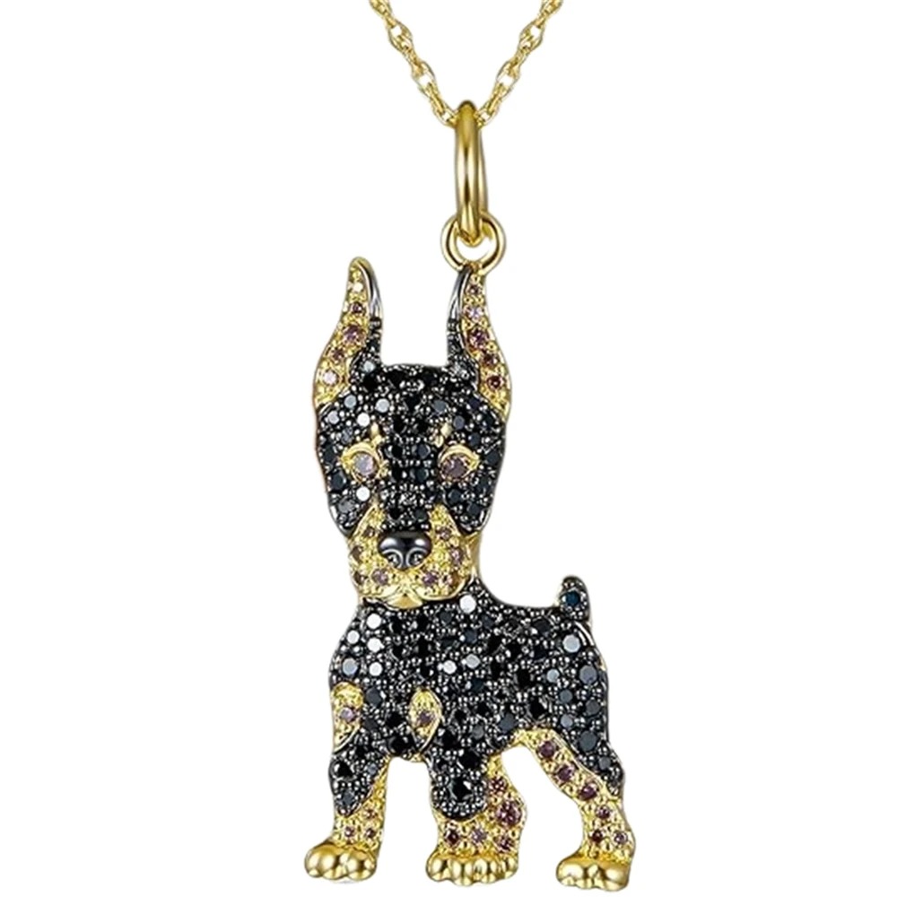 Collar Colgante Animal Perro Doberman Cristal Joyería Regalos Amor