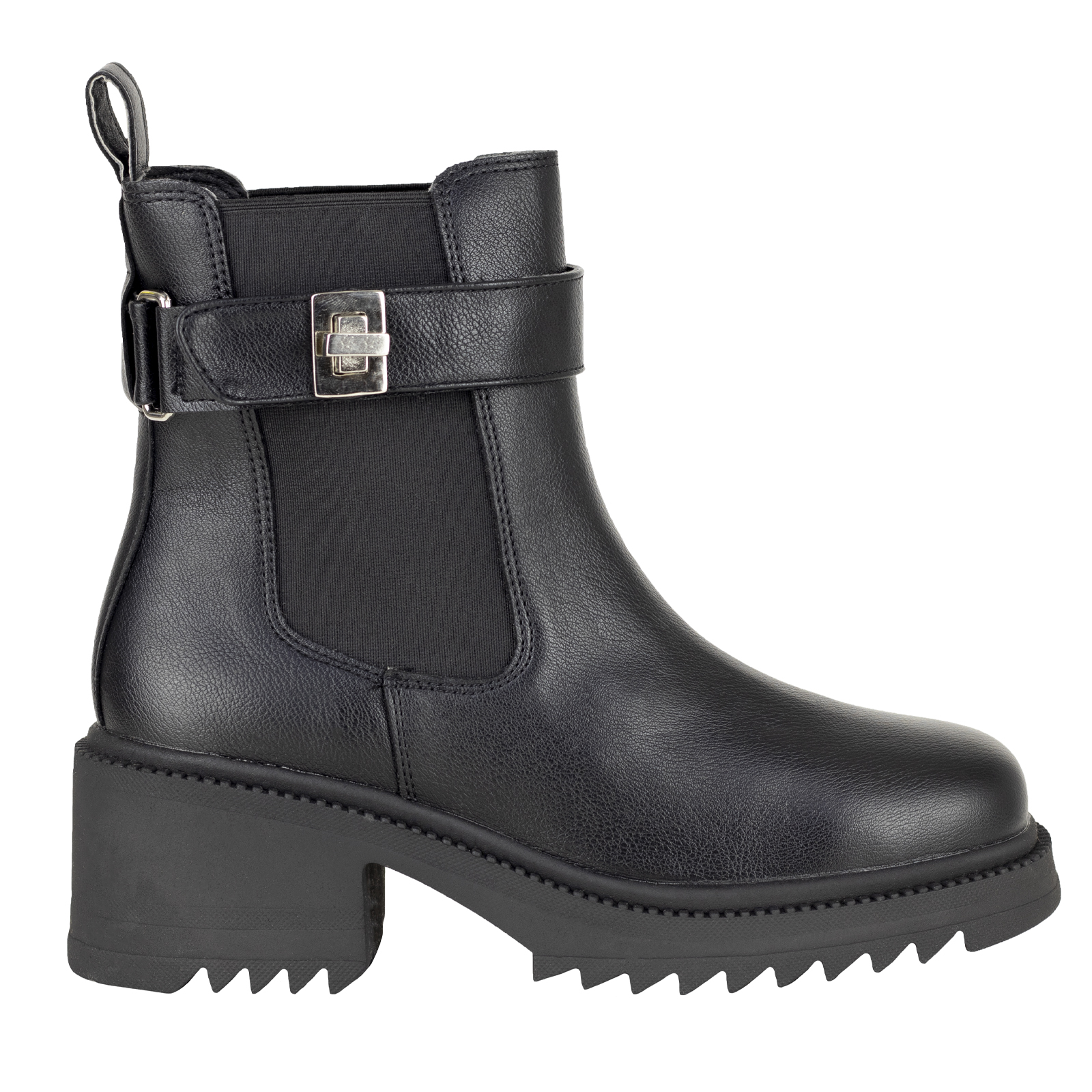 Botin Negro Tipo Militar Plataforma Urbana Salamandra 29950 Tacón.