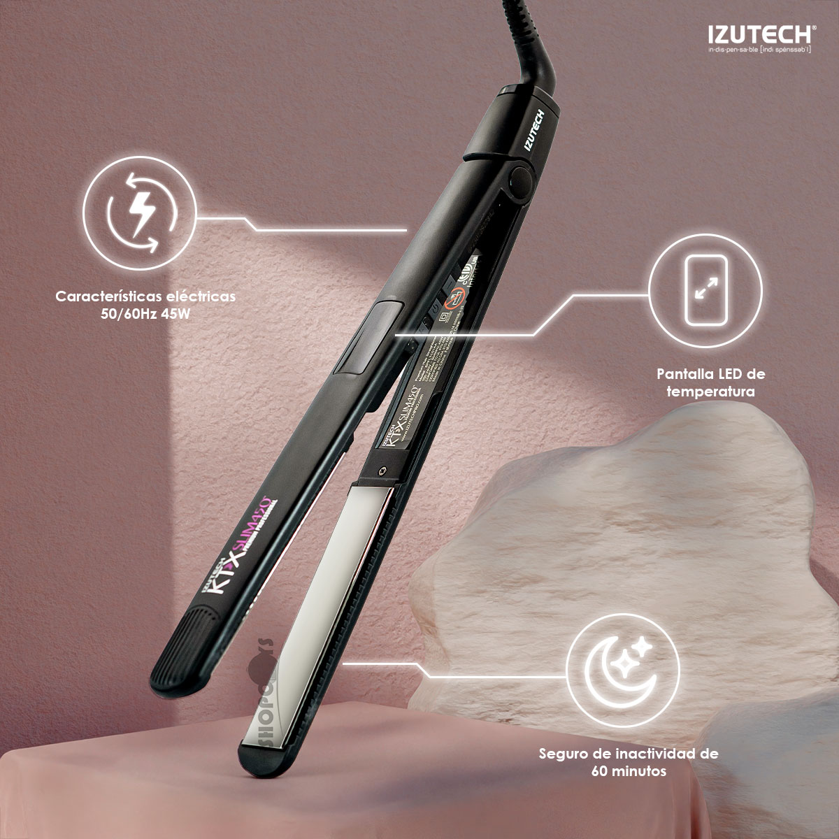 Plancha Izutech Ktx Slim450 De Titanio Profesional 450°f