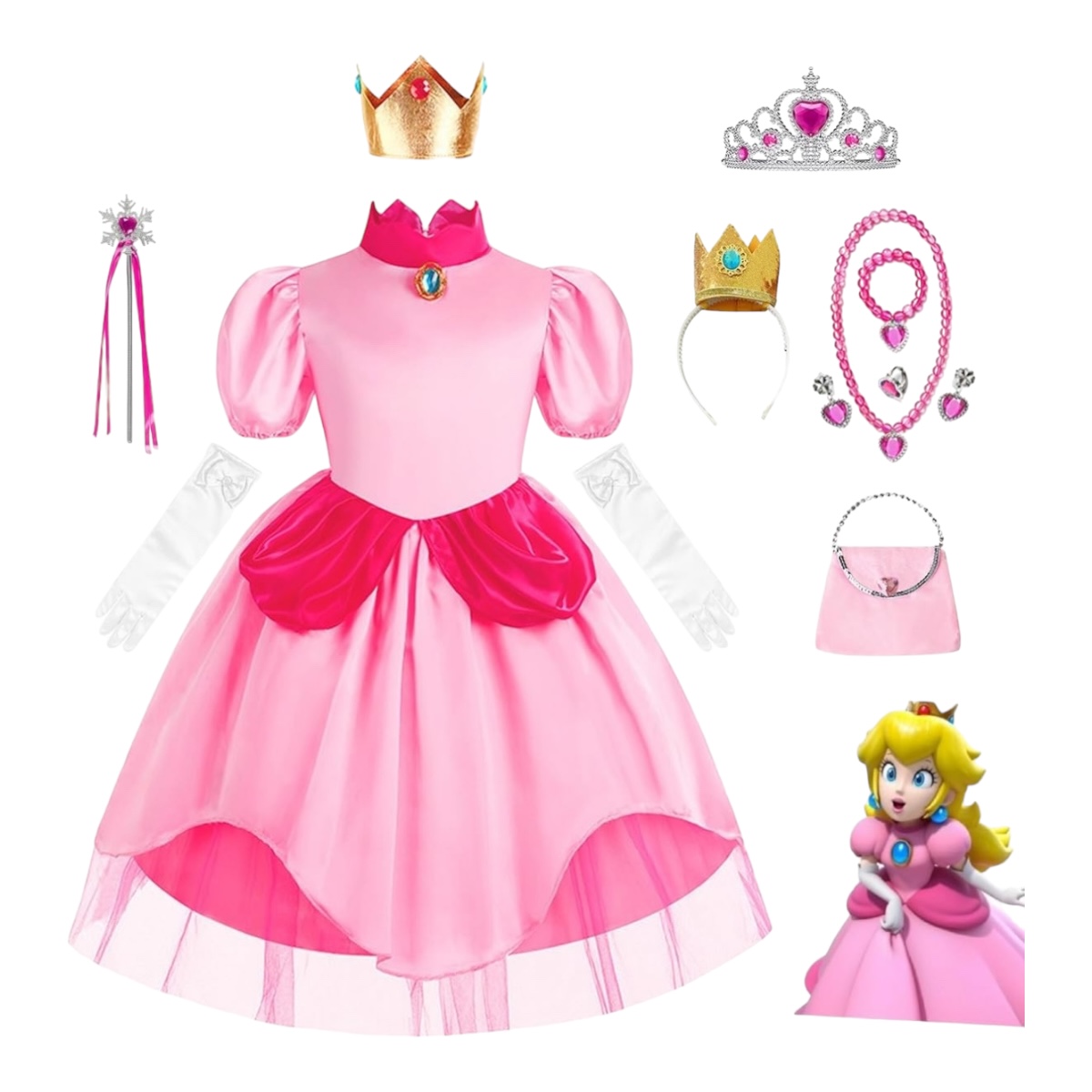 Vestido princesa peach niña clearance