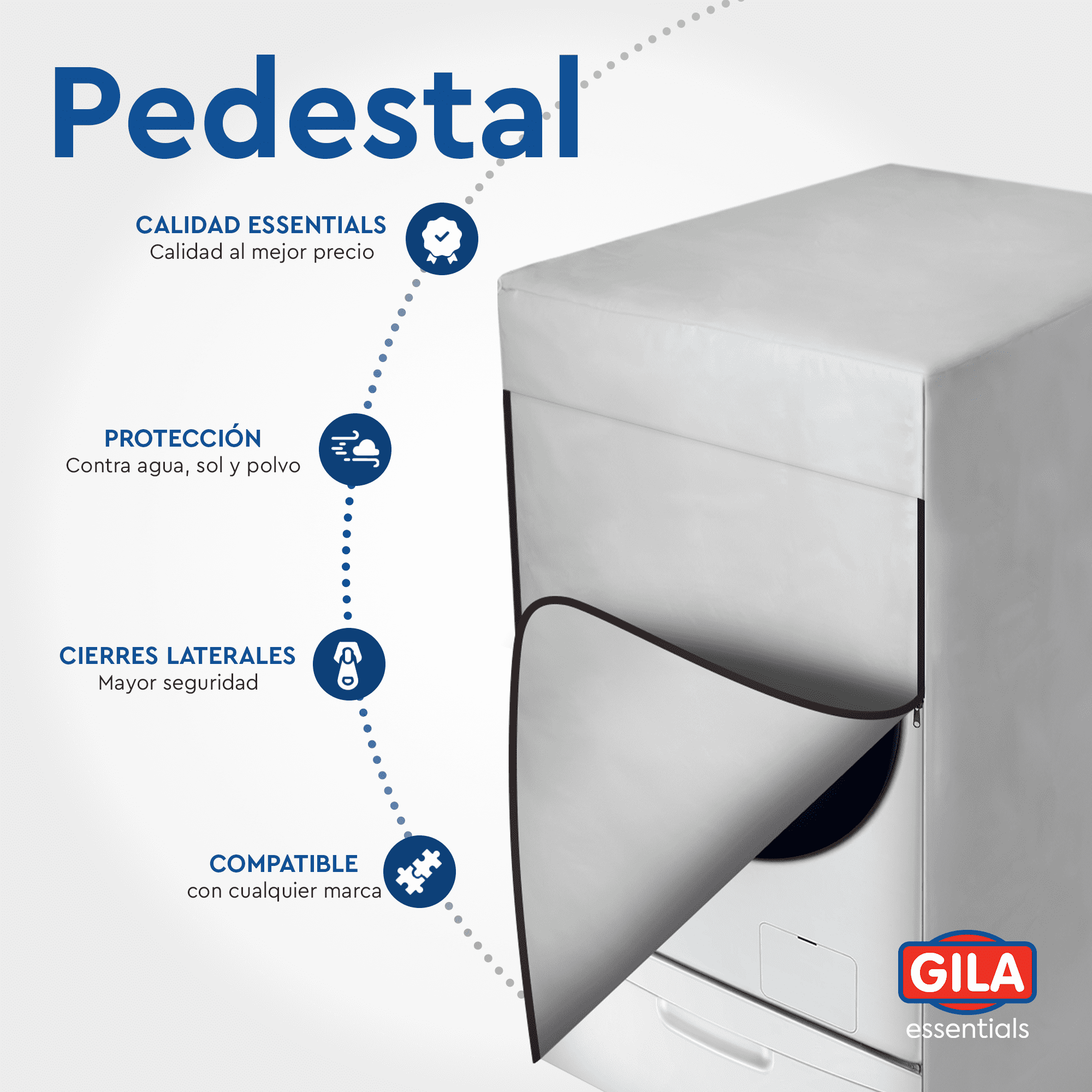 Funda Para Lavadora/Secadora de Carga Frontal con Pedestal GILA Essentials (Protector impermeable)