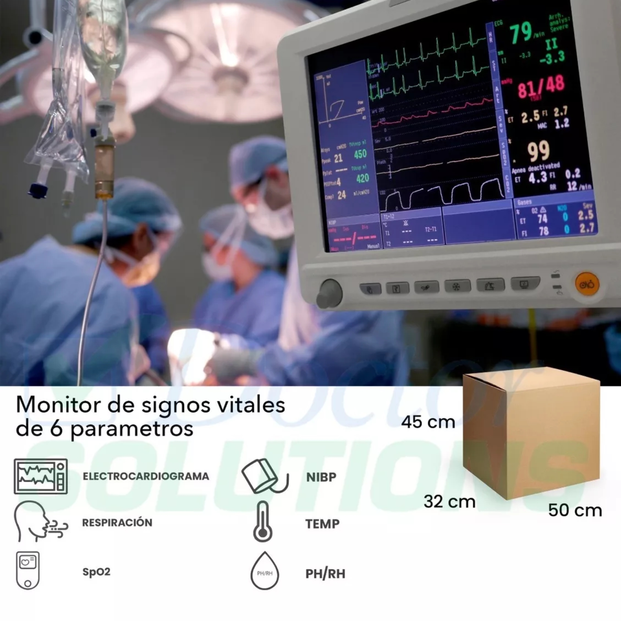 Monitor De Signos Vitales De 6 Parámetros Con Pantalla Touch.