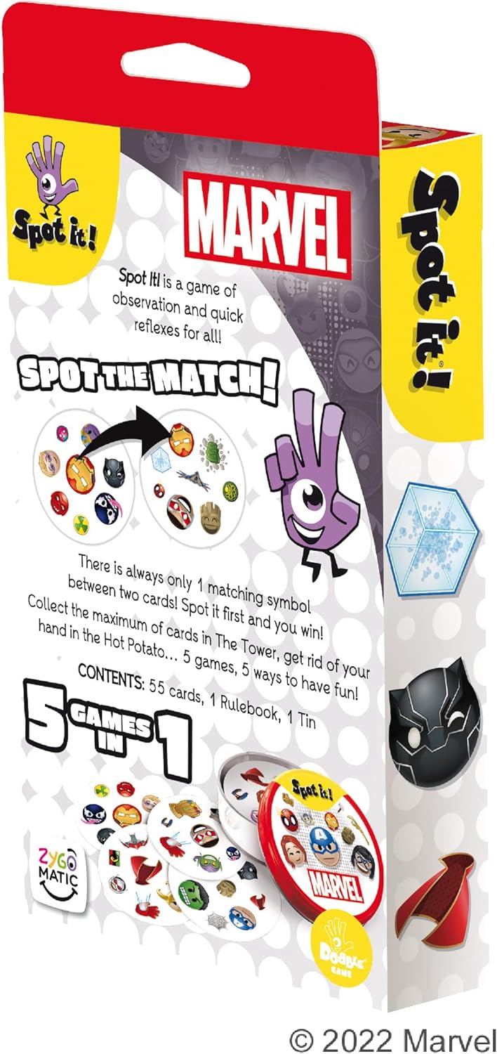 Spot It Marvel Inglés Zygomatic Juego 2 a 8 Jugadores