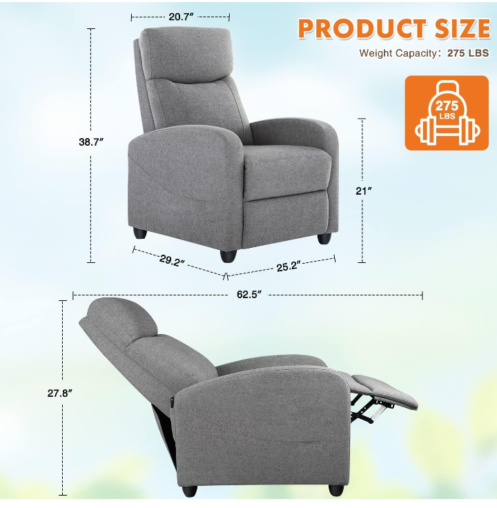 Sillón sofa reclinable ergonómico con funcion de masajes 