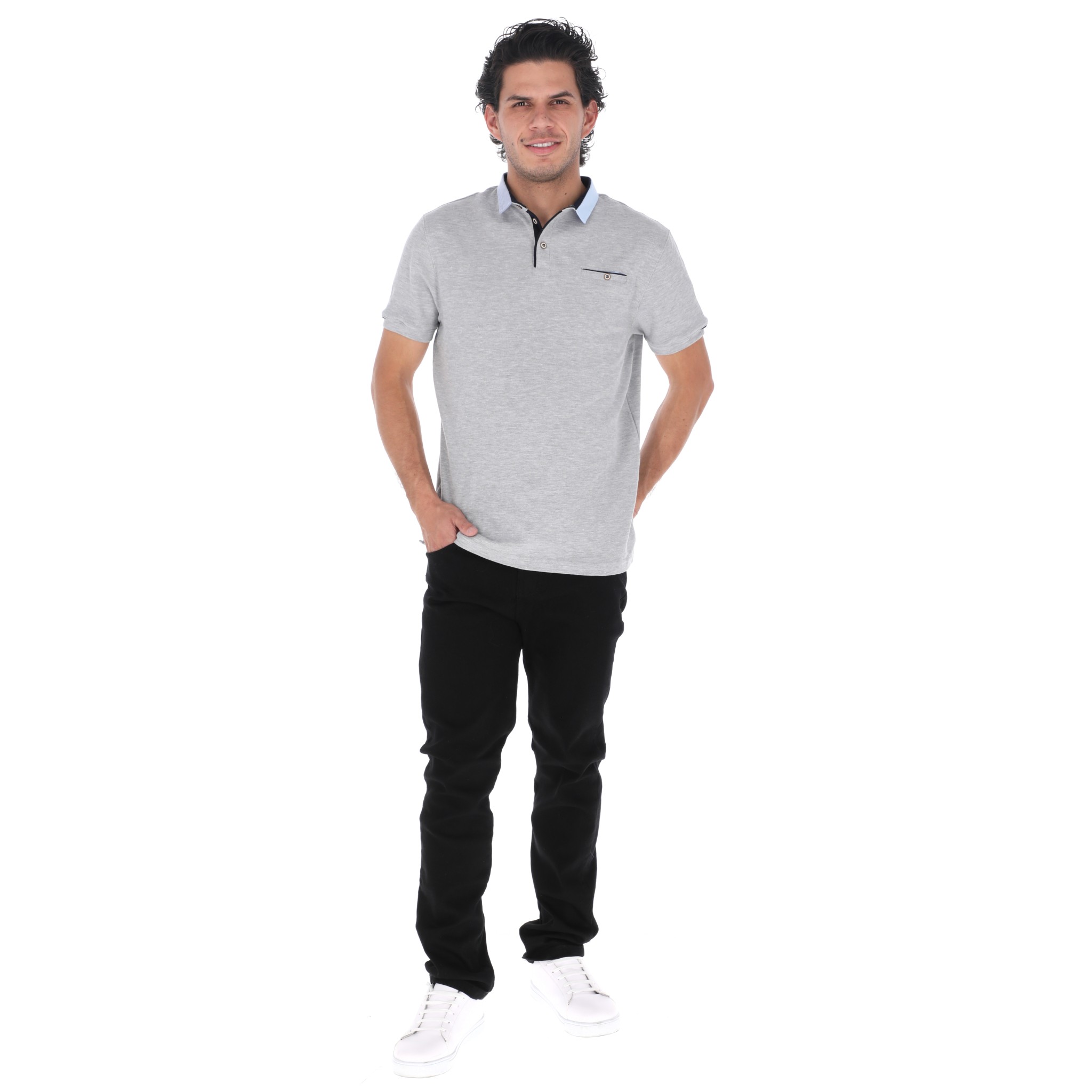 Playera Tipo Polo Color Gris Para Hombre Slim Fit CHB Chili Beans Clothing Co..