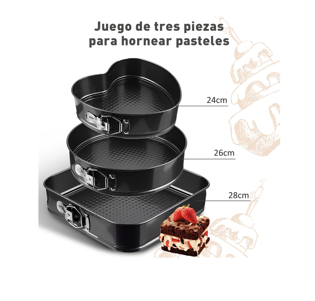 Moldes Pasteles Repostería Desmontables Para Tartas 3 Piezas.