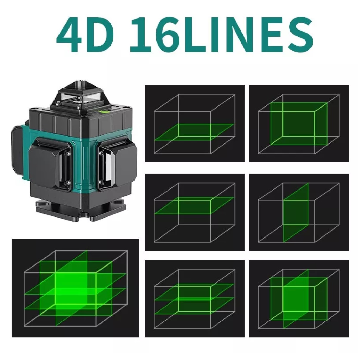 Kit Nivel Láser 3° 4d Autonivelante Con 2 Baterías 16 Lineas.