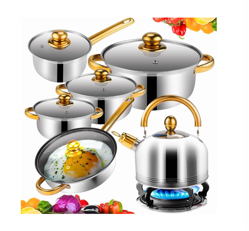 Juego Bateria De Cocina Cacerolas Y Sarten 12 Pzs.