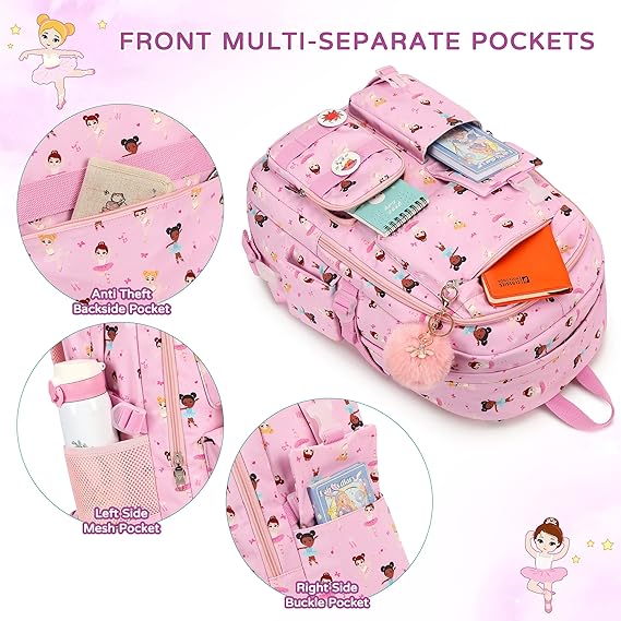 A KIDNUO - Mochila escolar para niñas de 15.6 pulgadas, para computadora portátil, escuela primaria, colegio, mochilas para niños, adolescentes y mujeres.