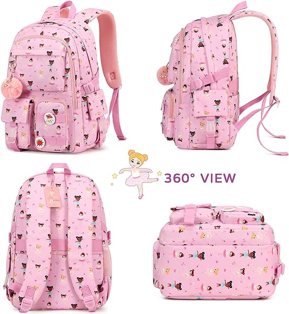 A KIDNUO - Mochila escolar para niñas de 15.6 pulgadas, para computadora portátil, escuela primaria, colegio, mochilas para niños, adolescentes y mujeres.