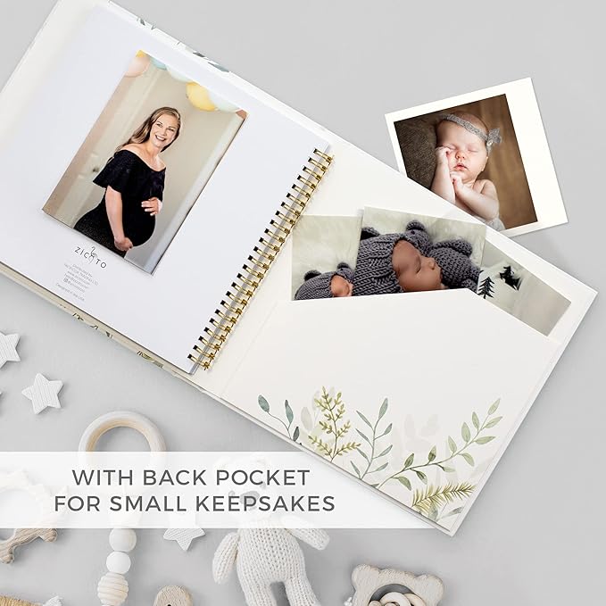 A Libro de recuerdos para bebés para niños y niñas – Álbum de fotos atemporal para bebés de 5 años – Libro y diario neutro para bebés – Un libro de hitos para grabar cada evento desde el nacimiento.