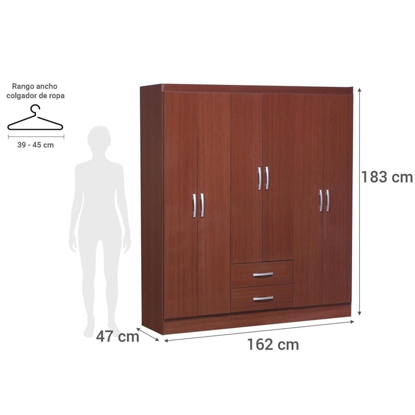 Closet 6P2C Caoba 162X47X183 Casa Bonita.
