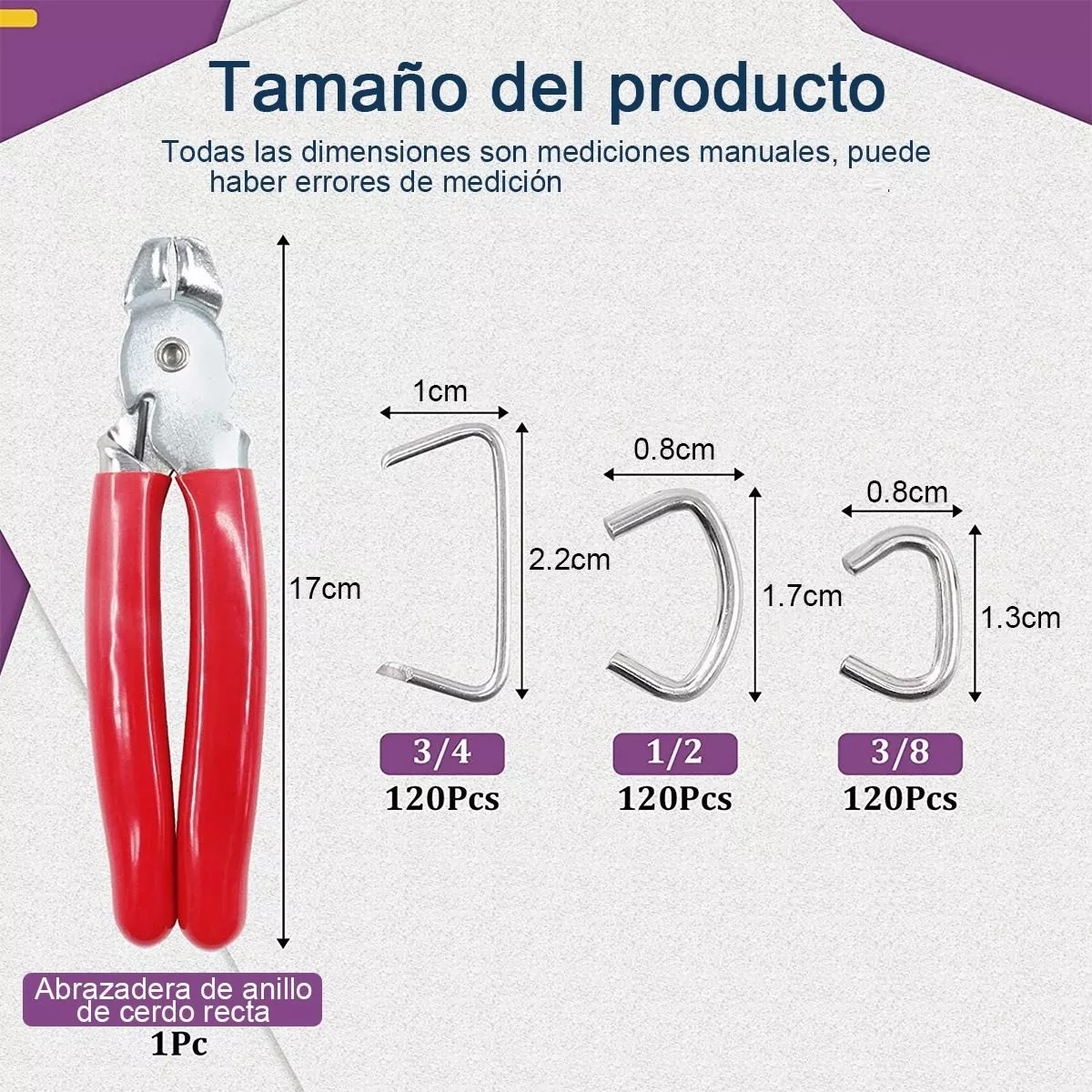 Alicate Y Anillos De Cerdo Galvanizado 360 pzs