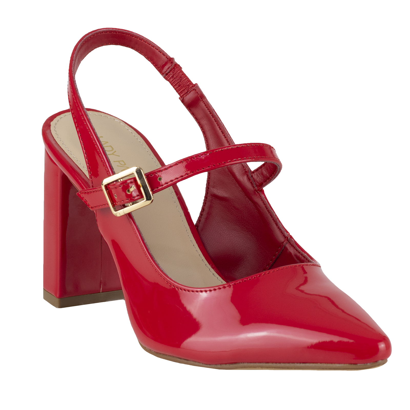 Zapatilla Destalonada Mujer Lady Paulina 26804 Charol Rojo
