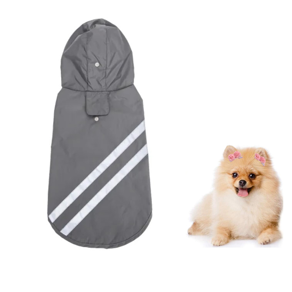 Impermeable Para Perro/Gato Con Capucha Gris XXL 182640. DM 
