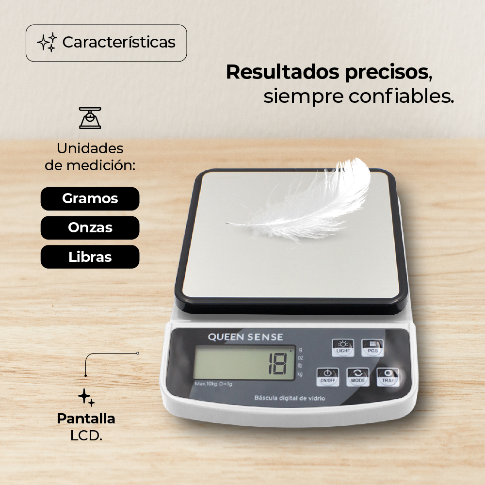 Báscula Electrónica Digital de 1gr a 10 kg PLATA.