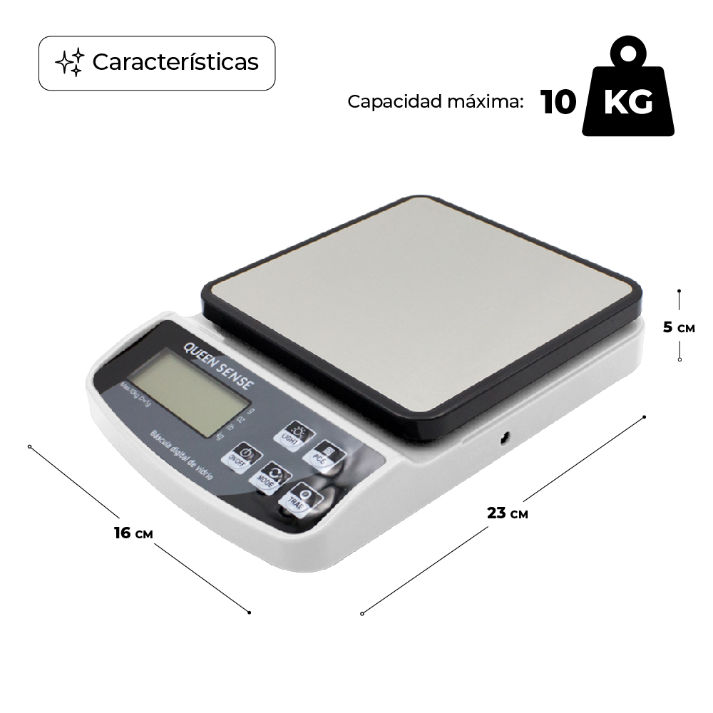 Báscula Electrónica Digital de 1gr a 10 kg PLATA.