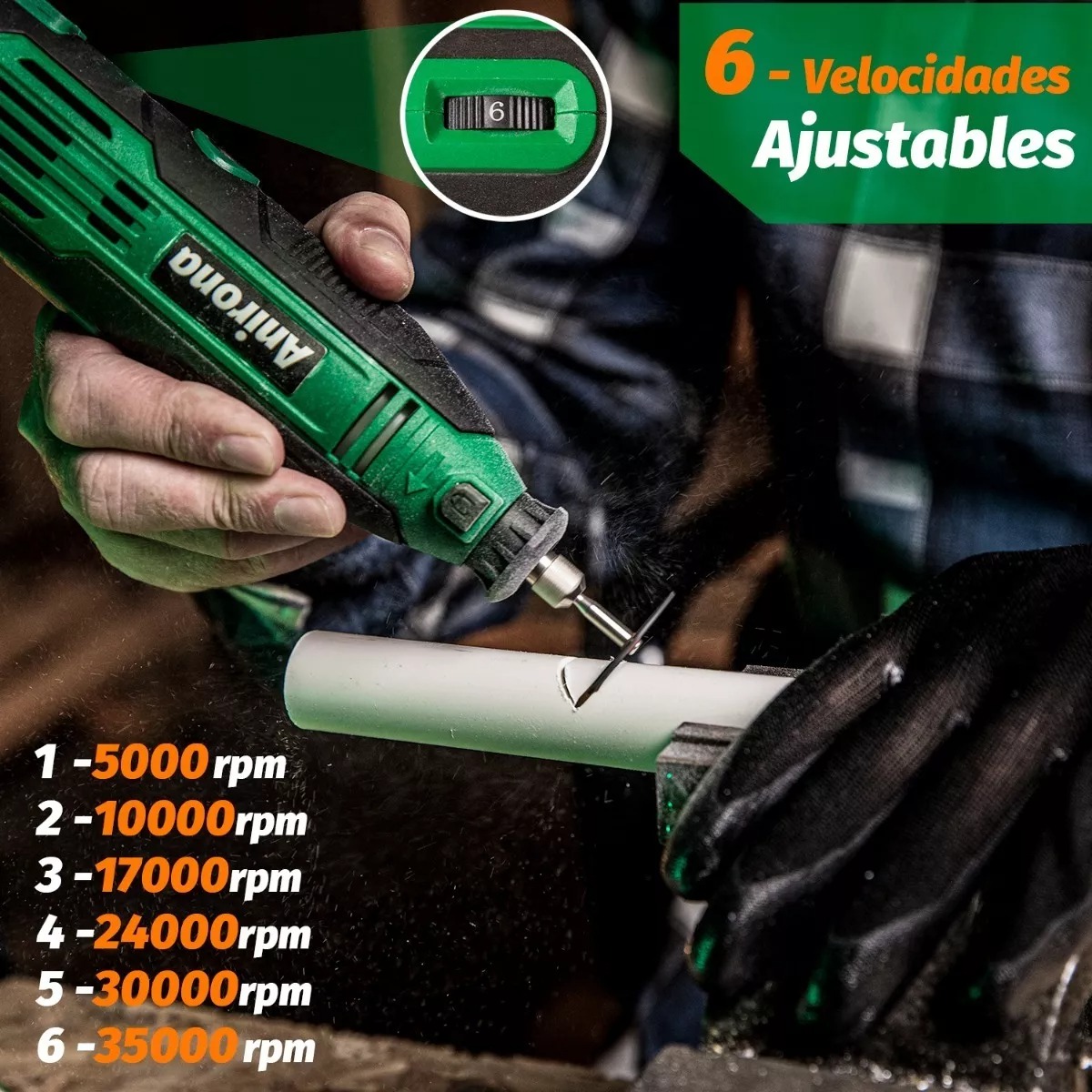 Mini Taladro Mototool Anirona Con 211 Piezas 135w Potencia 135 W.