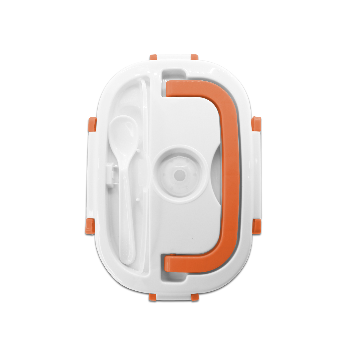 Lonchera Electrica Naranja Calentador De Alimentos Con Cuchara Y 2 Compartimientos  .