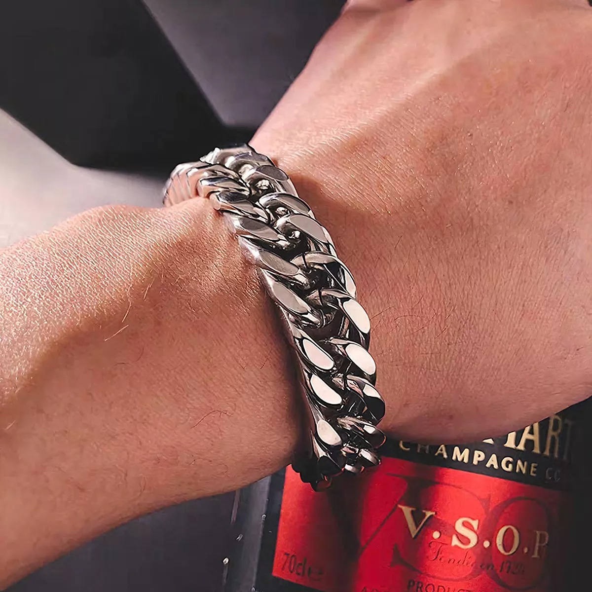 Brazalete Cadena Cubana Acero Inoxidable Hombre Pulsera.