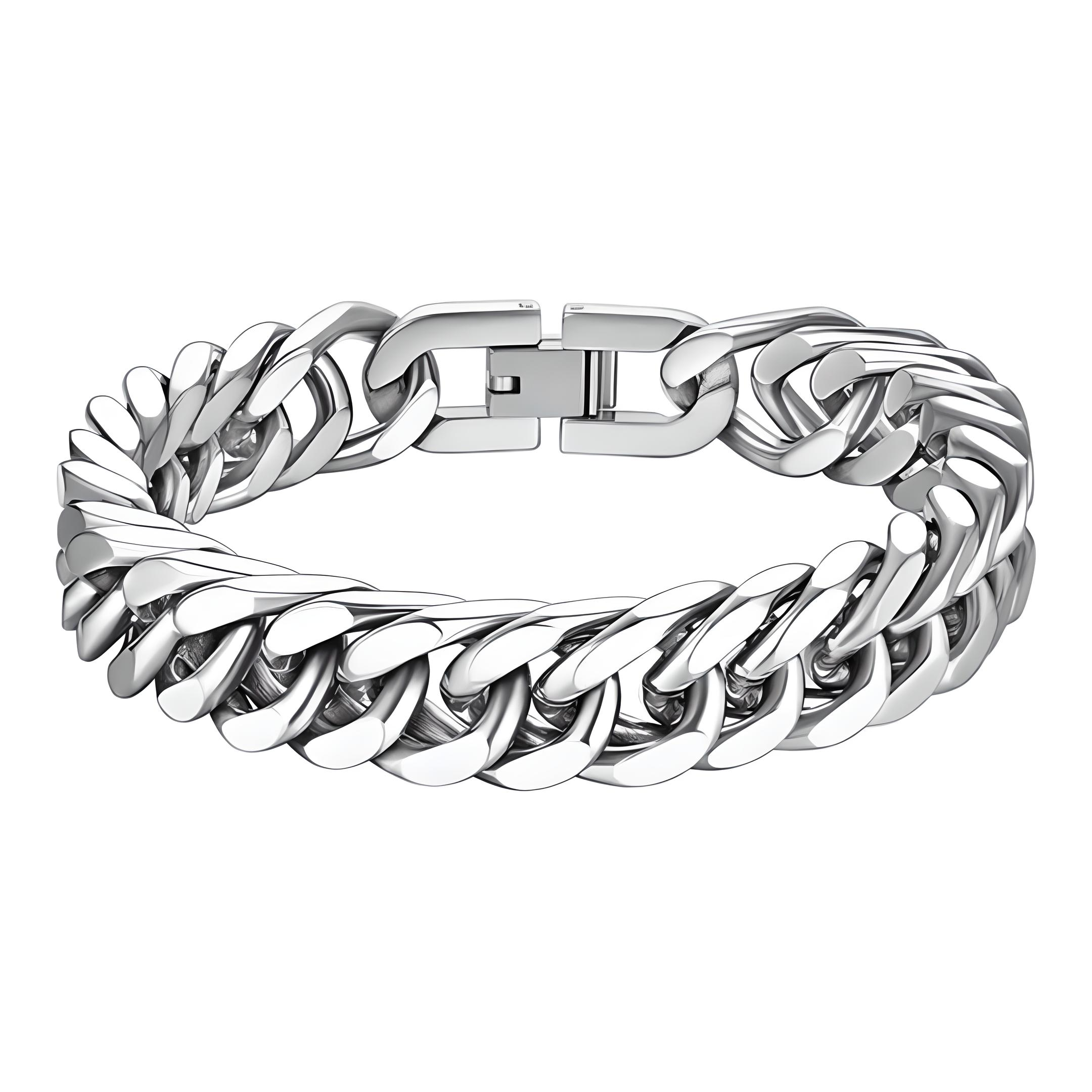 Brazalete Cadena Cubana Acero Inoxidable Hombre Pulsera.