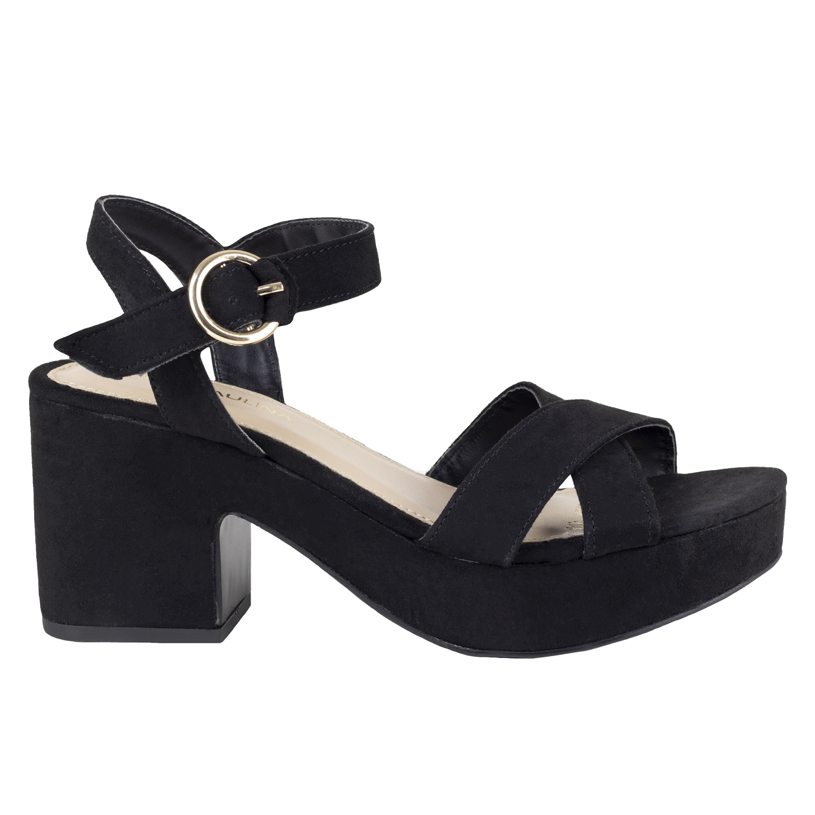 Sandalia De Tacon Plataforma Mujer Lady Paulina 99408 Negro.