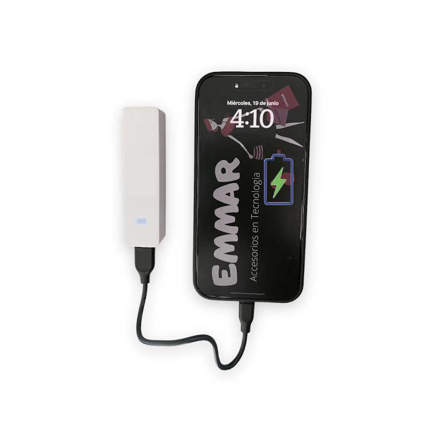 Cargador Power Bank Mini Batería Portátil de 2600mAh para Celular más Cable para iPhone Gratis Color Blanco.