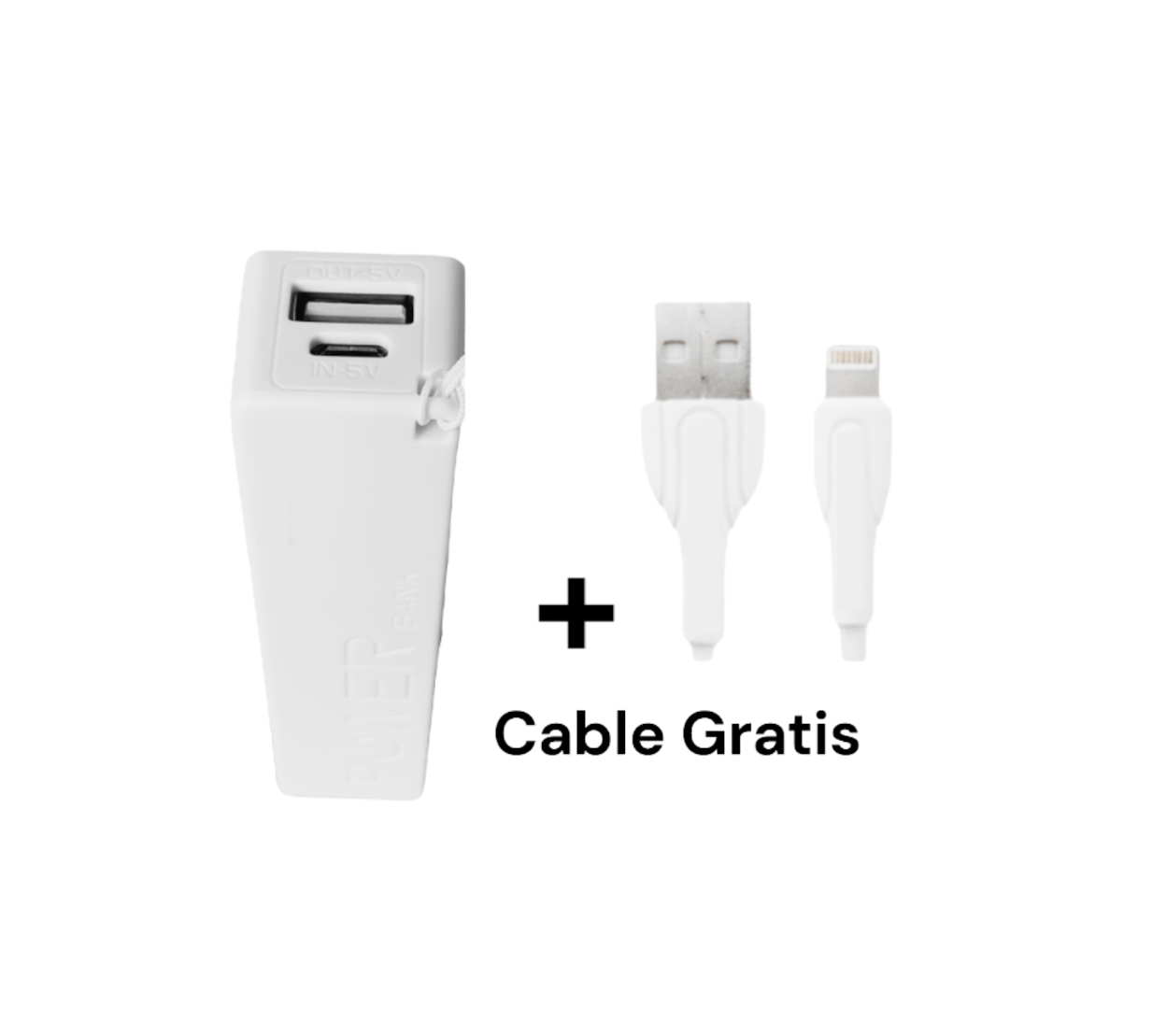 Cargador Power Bank Mini Batería Portátil de 2600mAh para Celular más Cable para iPhone Gratis Color Blanco.