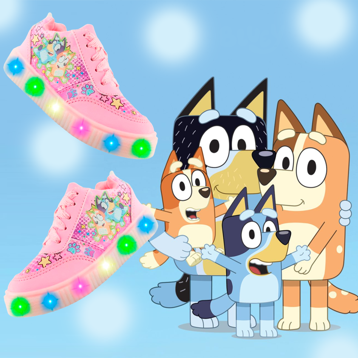 Tenis Niña Cachorros Blue Bingo Casual Moda Luces Led 770-rb